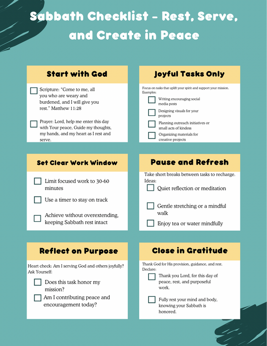 The Sabbath Checklist: Rest, Serve, and Create